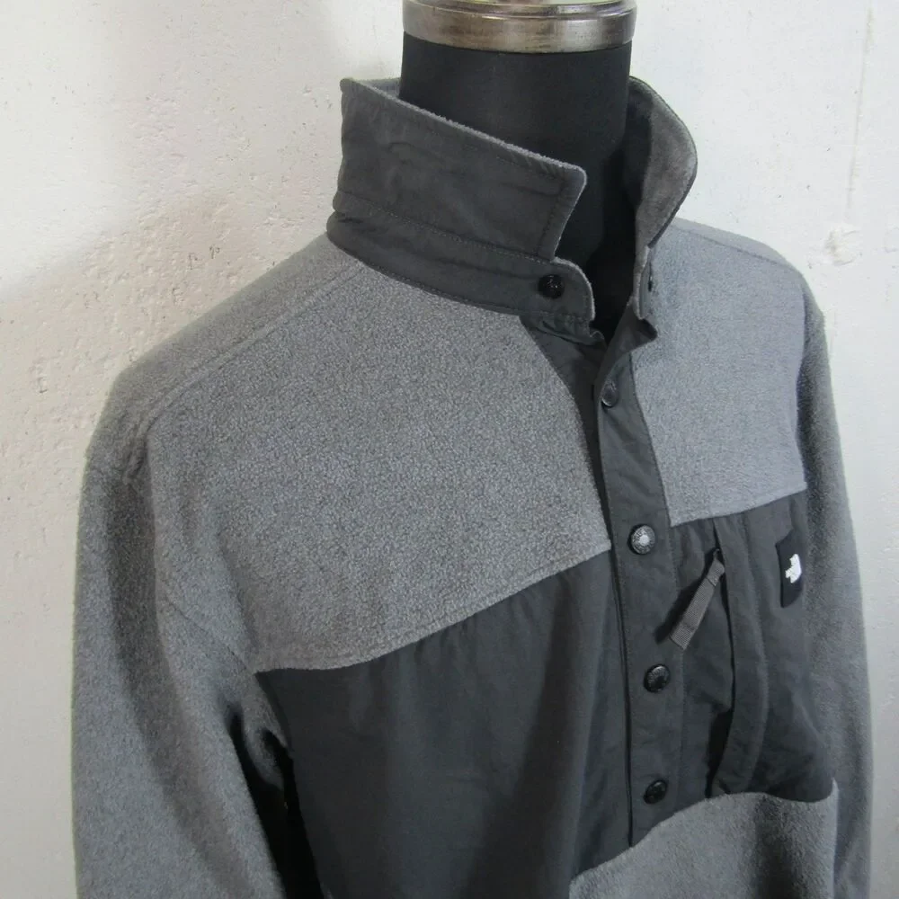 The North Face Denali Men's XL Gray Black Fleece Pullover Snap Front Jacket